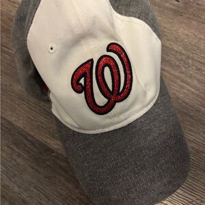 Women's Gray and White Cap with Red Logo